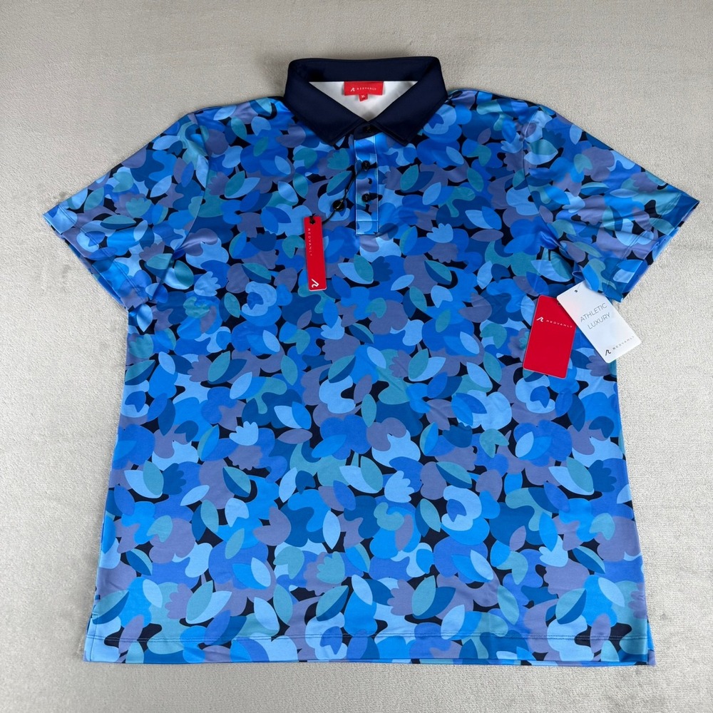 Redvanly Fleurs Polo Shirt Mens XL Midnight Navy Blue Performance Golf $110 NWT